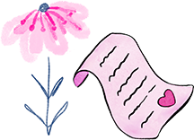 flowers and love note