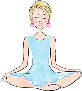 meditating blue skirt